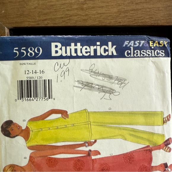 Butterick 5589 Sewing Pattern Fast & Easy 12 14 16 Skirt Pant Top Cute - Picture 4 of 9
